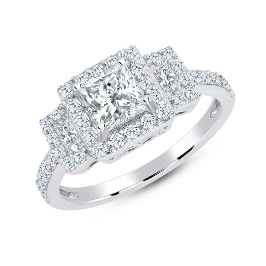 Sterling Silver Micro Pave Setting Solitaire Ring