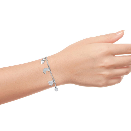 Sterling Silver Cubic Zirconia Charm Bracelet