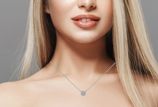 Sterling Silver Micro Pave Circle Necklace