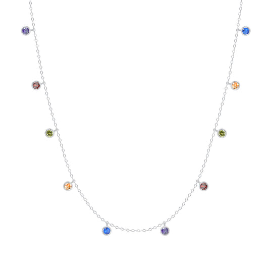 Silver 925 Rhodium Plated Cubic Zirconia By the Yard Necklace. BN3798MUL