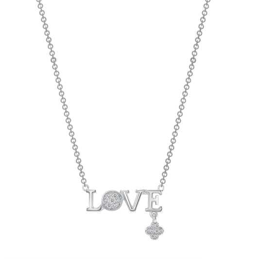 Silver 925 Rhodium Plated Love Pendant/ Dangle Flower. BN3907