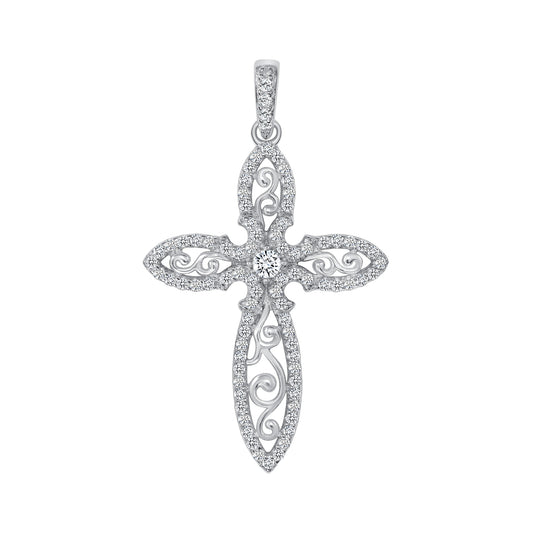 Silver 925 Swirl Cross Pendant. BP14850RHD