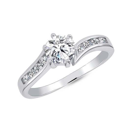 Sterling Silver Solitaire Cz Ring