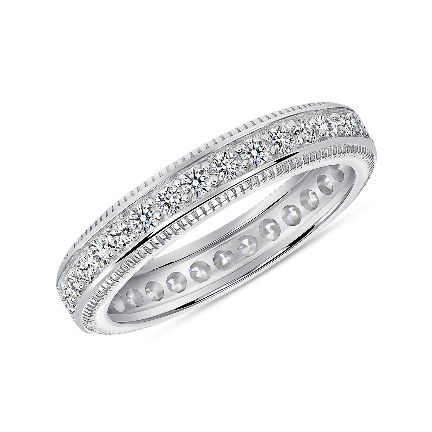 Sterling Silver Fancy CZ Band Ring