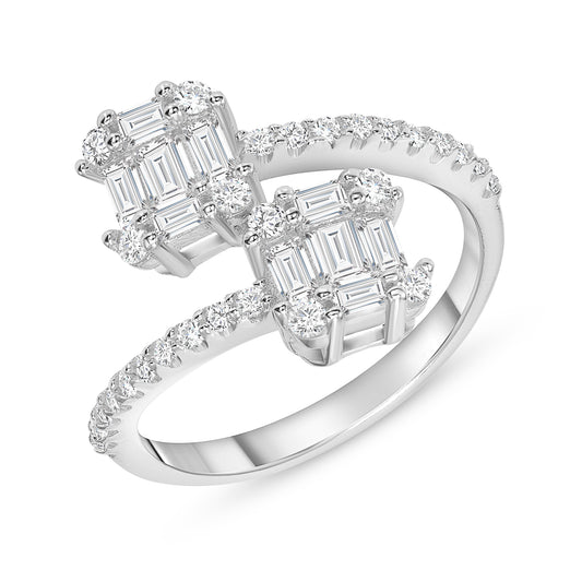Silver 925 Rhodium Plated Cubic Zirconia Endless Baguette Ring. BR14669