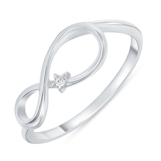 Silver 925 Rhodium Plated Round Cubic Zirconia Infinity Ring. BR14825