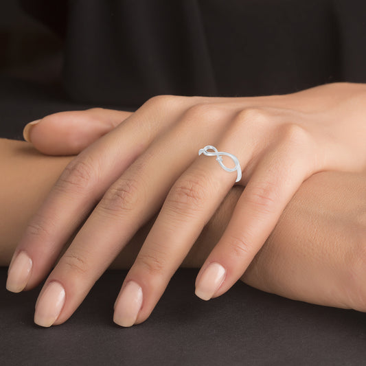 Silver 925 Rhodium Plated Round Cubic Zirconia Infinity Ring. BR14825