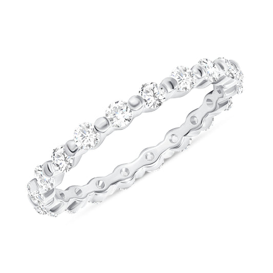 Silver 925 Rhodium Plated Round Endless Cubic Zirconia Ring. BR14982