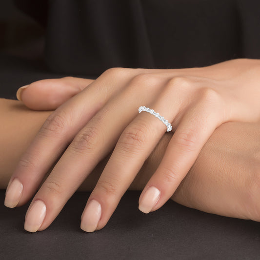 Silver 925 Rhodium Plated Round Endless Cubic Zirconia Ring. BR14982