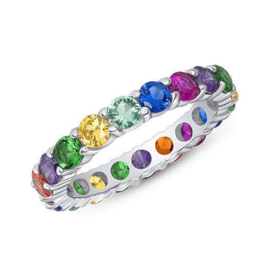 Silver 925 Rhodium Plated Multi color Band. BR3564