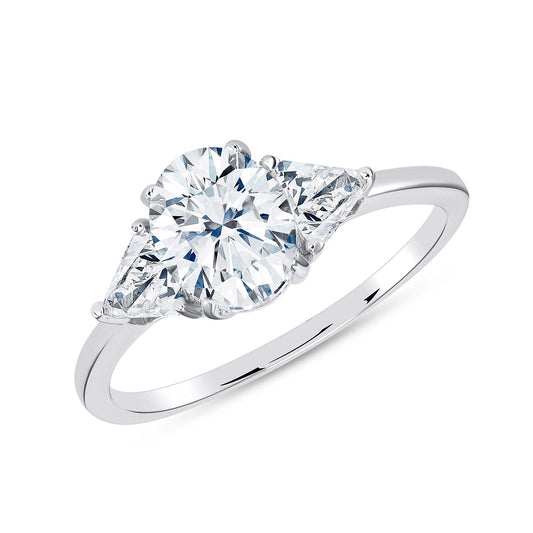 Sterling Silver 3 Triangle Cz Solitaire Ring