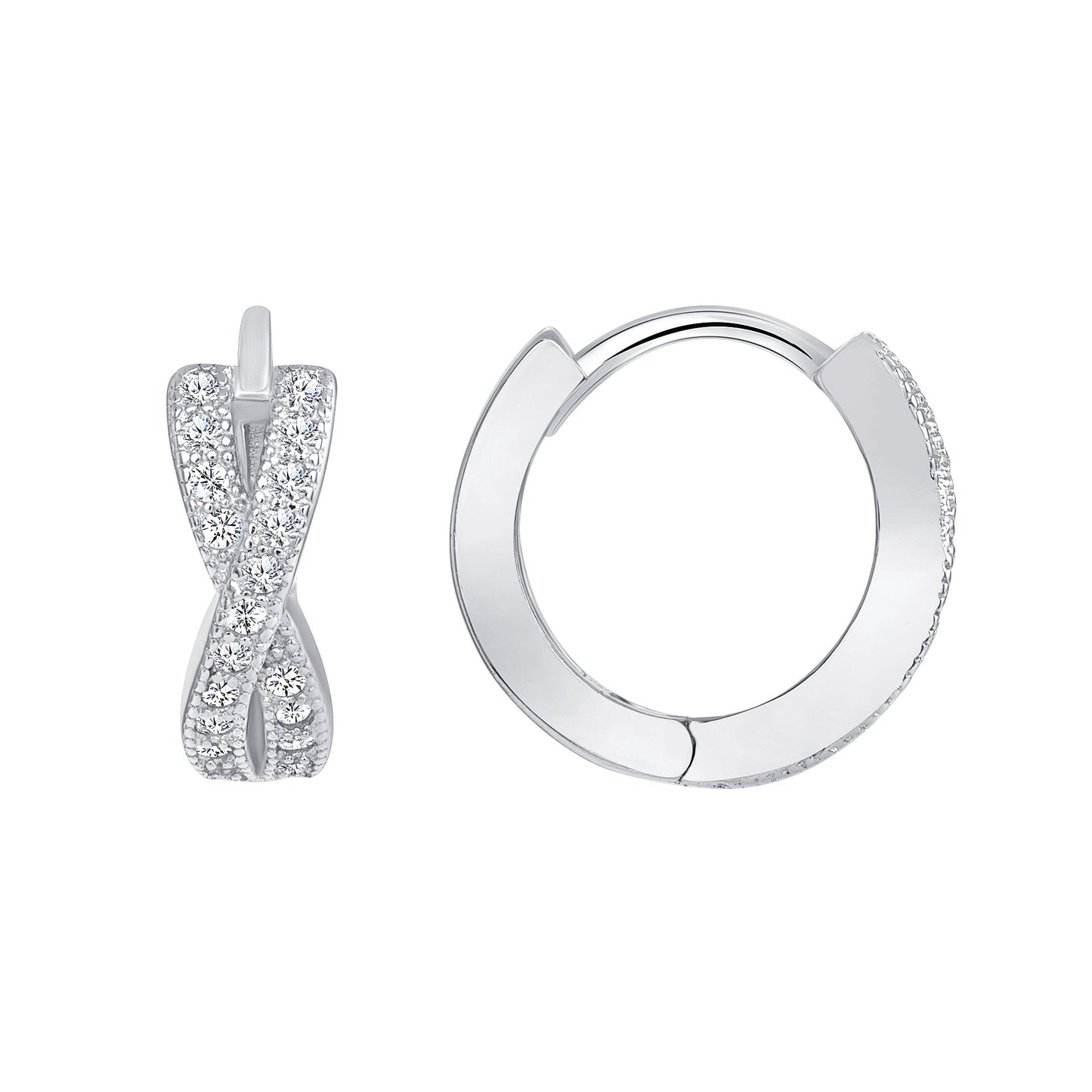 Silver 925 Infinity Cubic Zirconia Hoop Earrings Endless. BS12-13EZ