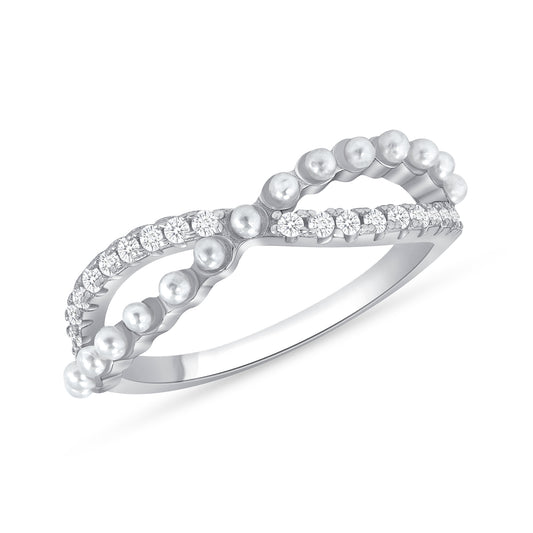 Silver 925 Rhodium Plated Infinity Cubic Zirconia Ring. CR00167