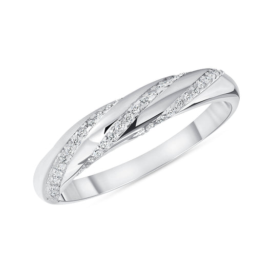 Silver 925 Rhodium Plated Cubic Zirconia Band. CR00285