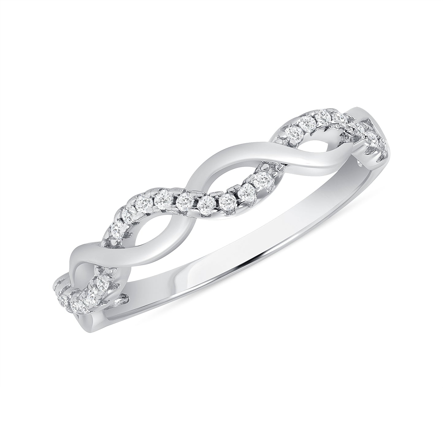 Silver 925 Rhodium Plated Infinity Cubic Zirconia Ring. CR00307