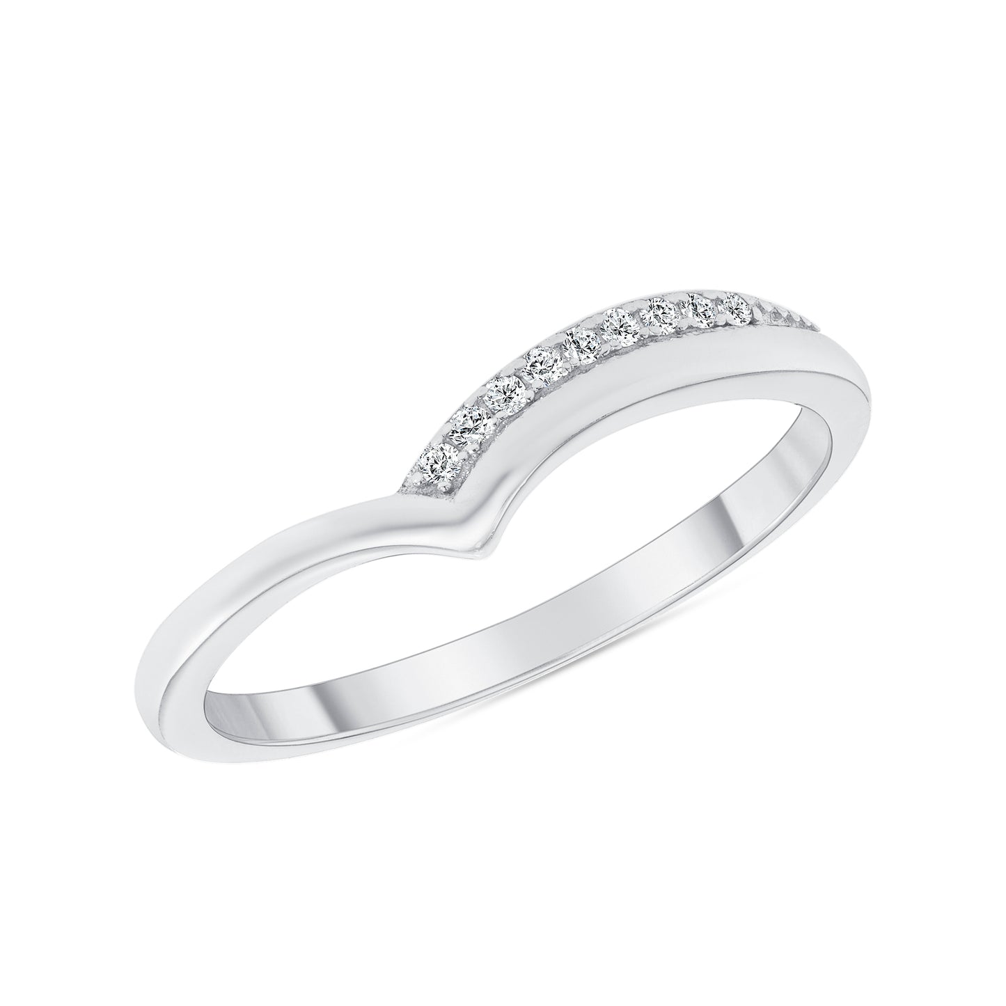 Silver 925 Rhodium Plated V-Shaped Ring. CR00476