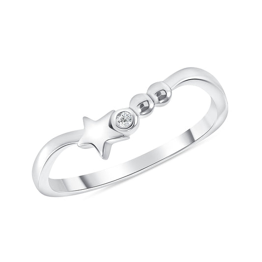 Silver 925 Rhodium Plated Star Ring. CR00538