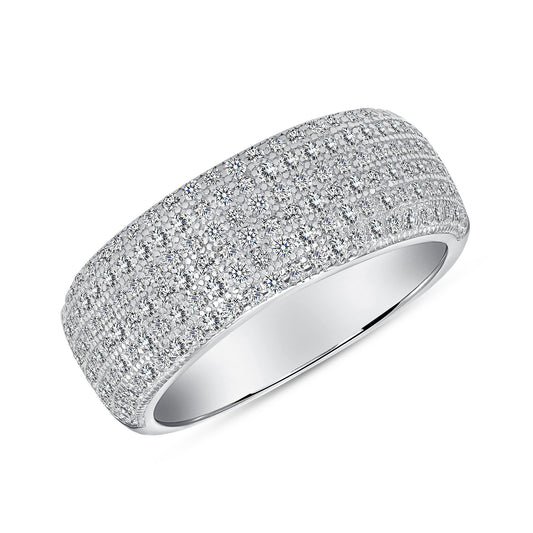 Sterling Silver Micro Pave Fancy 6 Row Band