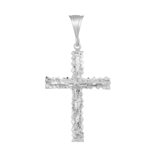Silver 925 Nugget Style Cross w/ Jesus Pendant. CR991