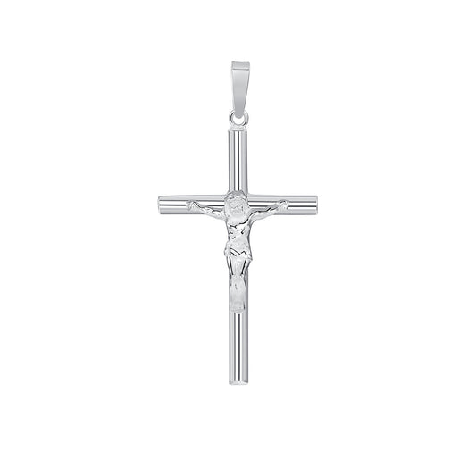 Sterling Silver Tube Cross Jesus