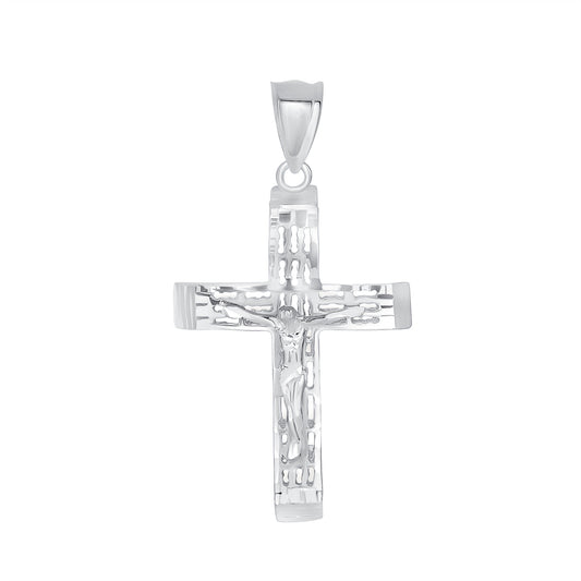 Sterling Silver Square Fligirrie Jesus Cross