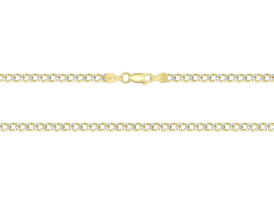 925 Sterling Silver Cuban 2 tone Pave Chain