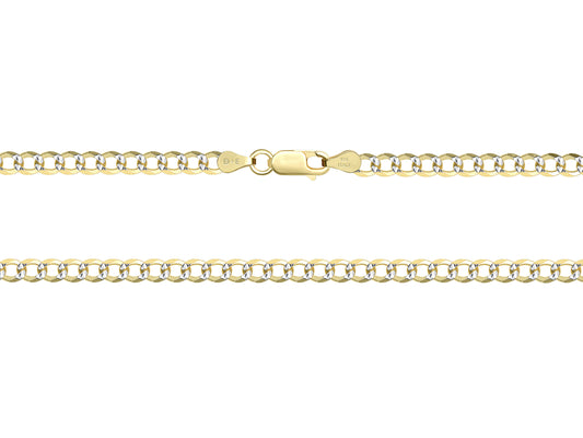 Sterling Silver Cuban 2 Tone Pave Chain