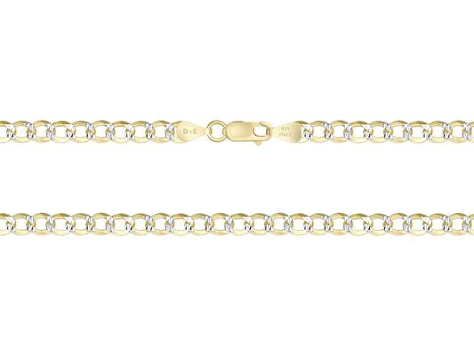 Sterling Silver Cuban 2 Tone Pave Chain