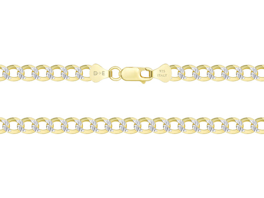 Sterling Silver Cuban 2 Tone Pave Chain