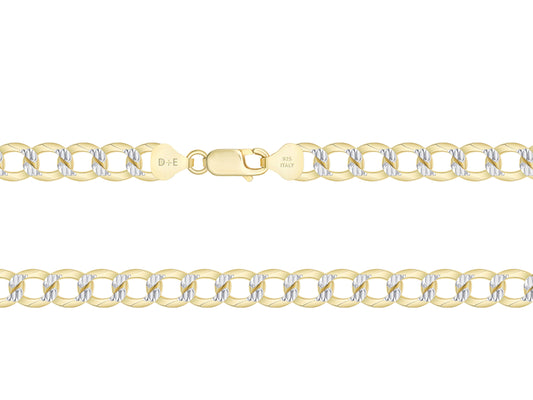 Sterling Silver Cuban 2 Tone Pave Chain
