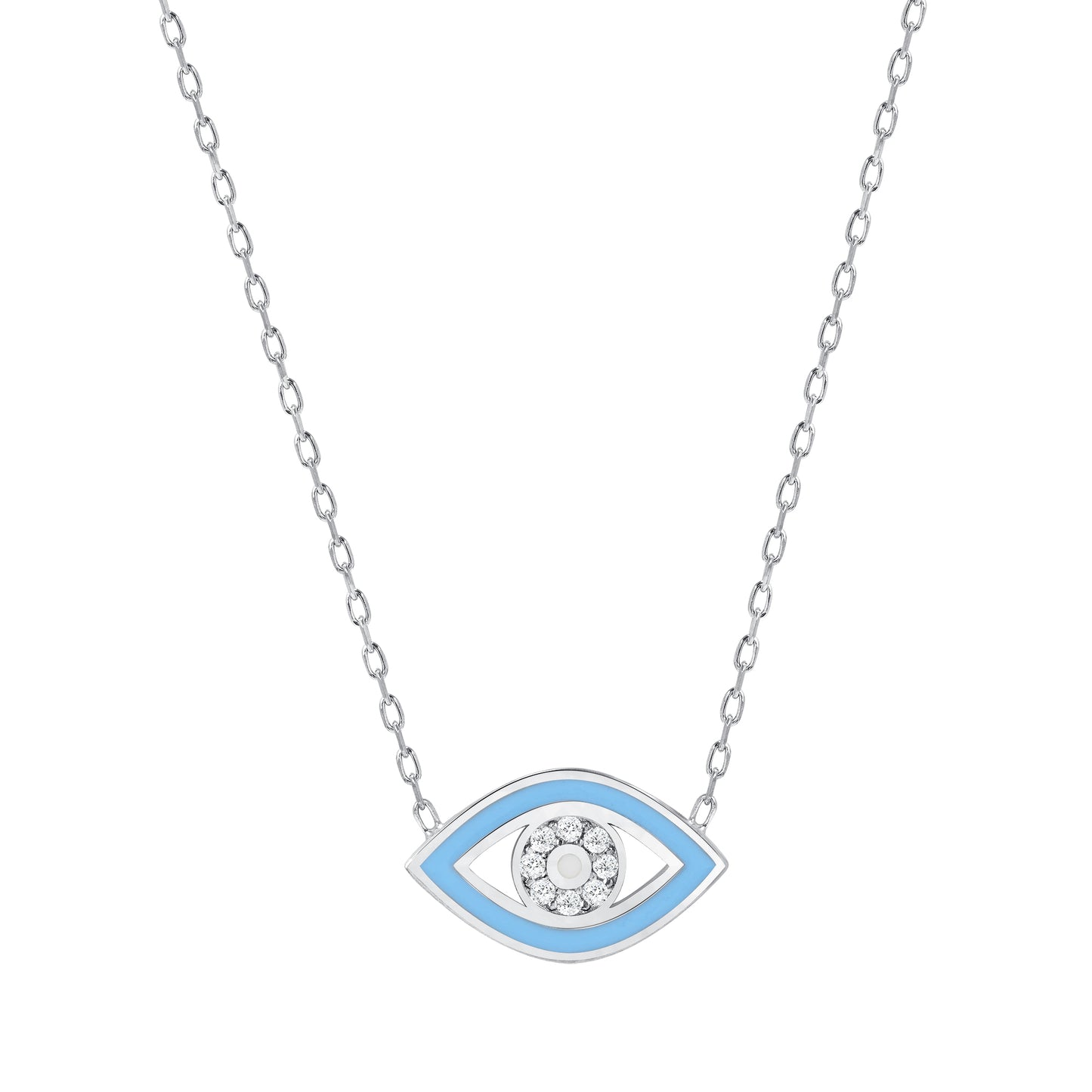 Silver 925 Small Blue Eye Cubic Zirconia Necklace. CZ7618