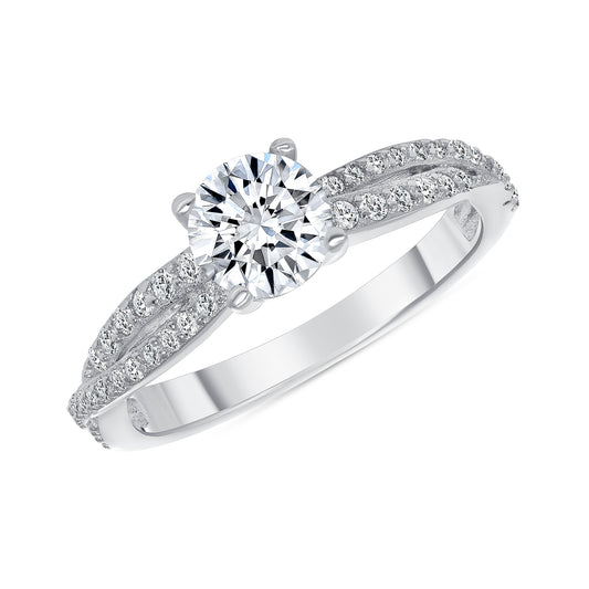 Silver 925 Round Cubic Zirconia Engagement Ring Set. GR7663