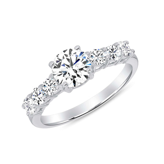 Sterling Silver Cz Solitaire Ring