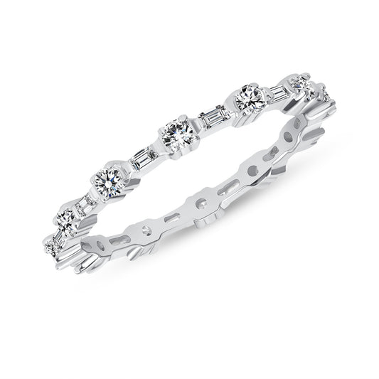 Sterling Silver Style Baguette Ring