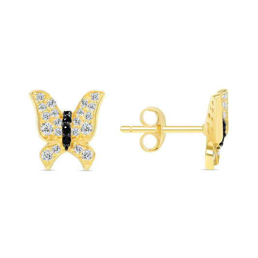 Silver 925 Gold Plated Butterfly Stud Earring. DGE1608GP