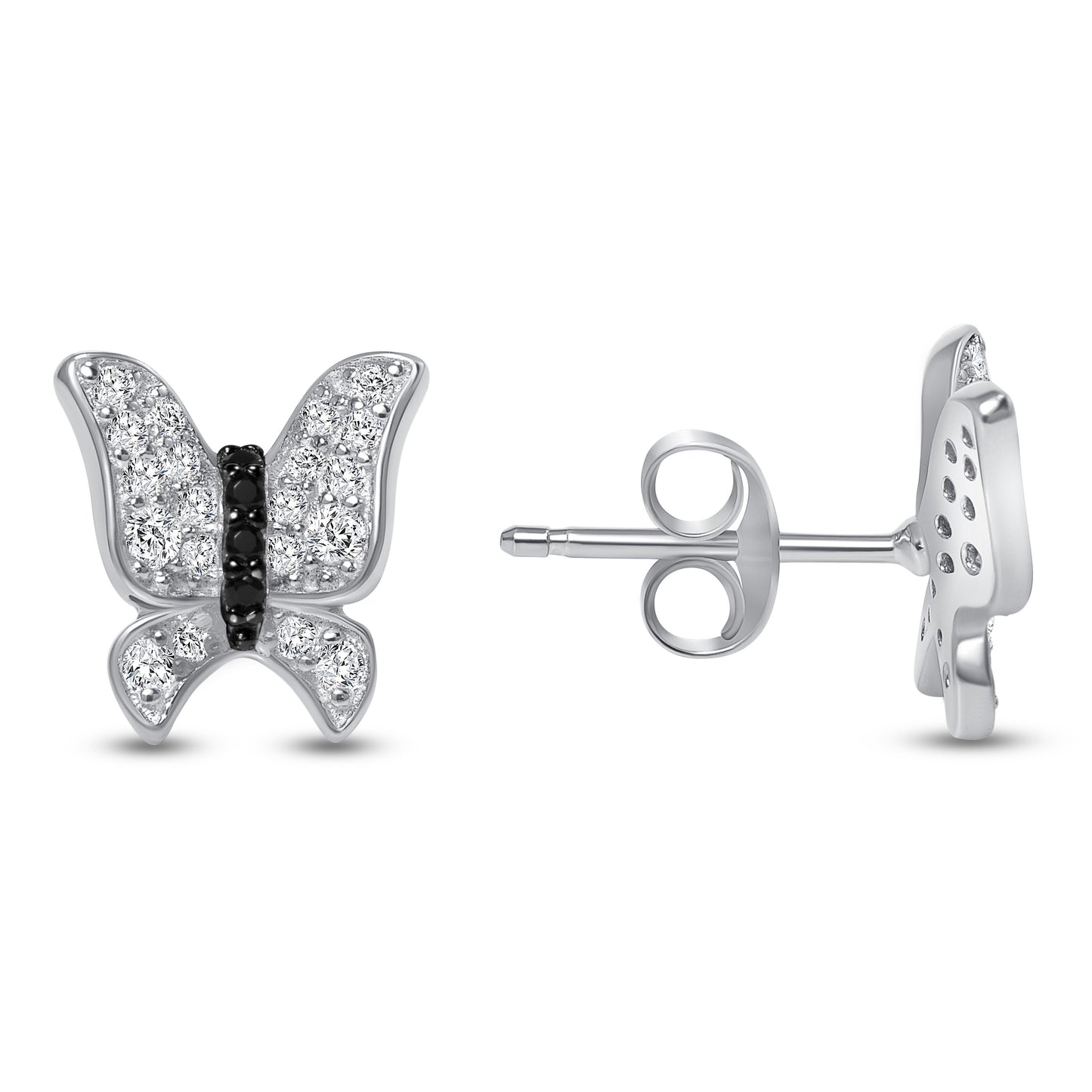 Silver 925 Rhodium Plated Butterfly Stud Earring. DGE1608RHD