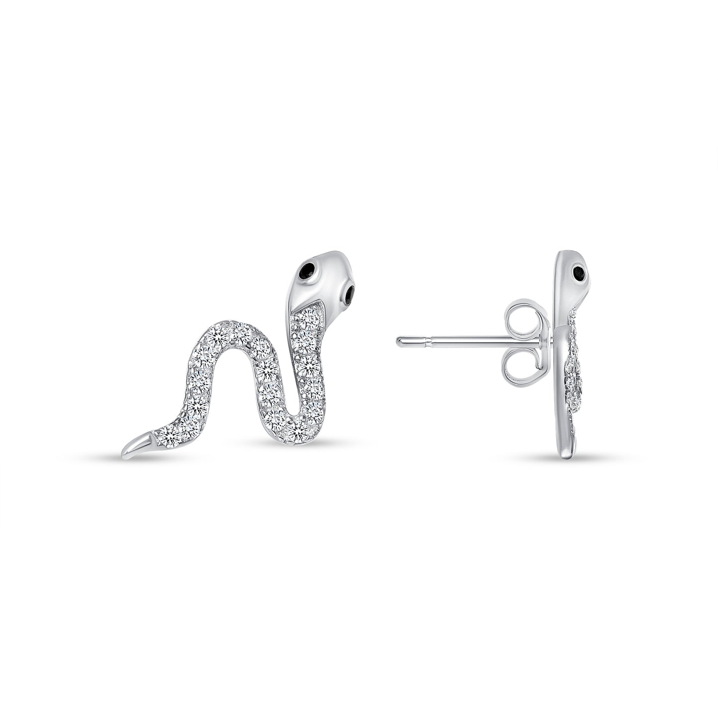Silver 925 Cubic Zirconia Snake Earring. DGE1630RHD