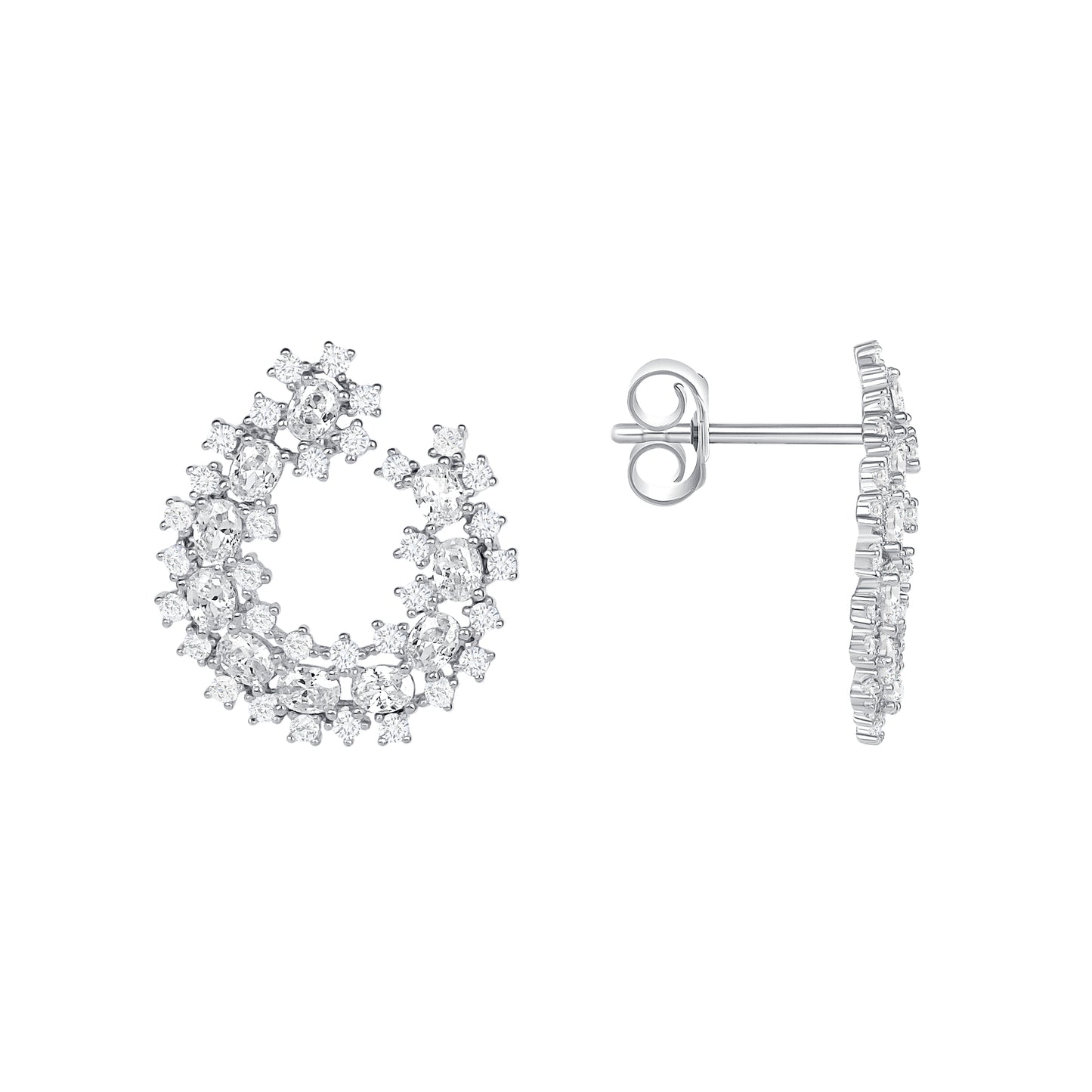 Silver 925 Rhodium Plated Dangling Cubic Zirconia Earrings. DGE2101