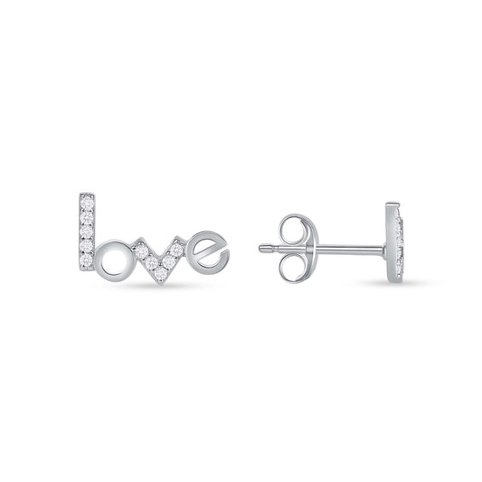 Silver 925 Rhodium Plated Cubic Zirconia Love Earring. DGE2235