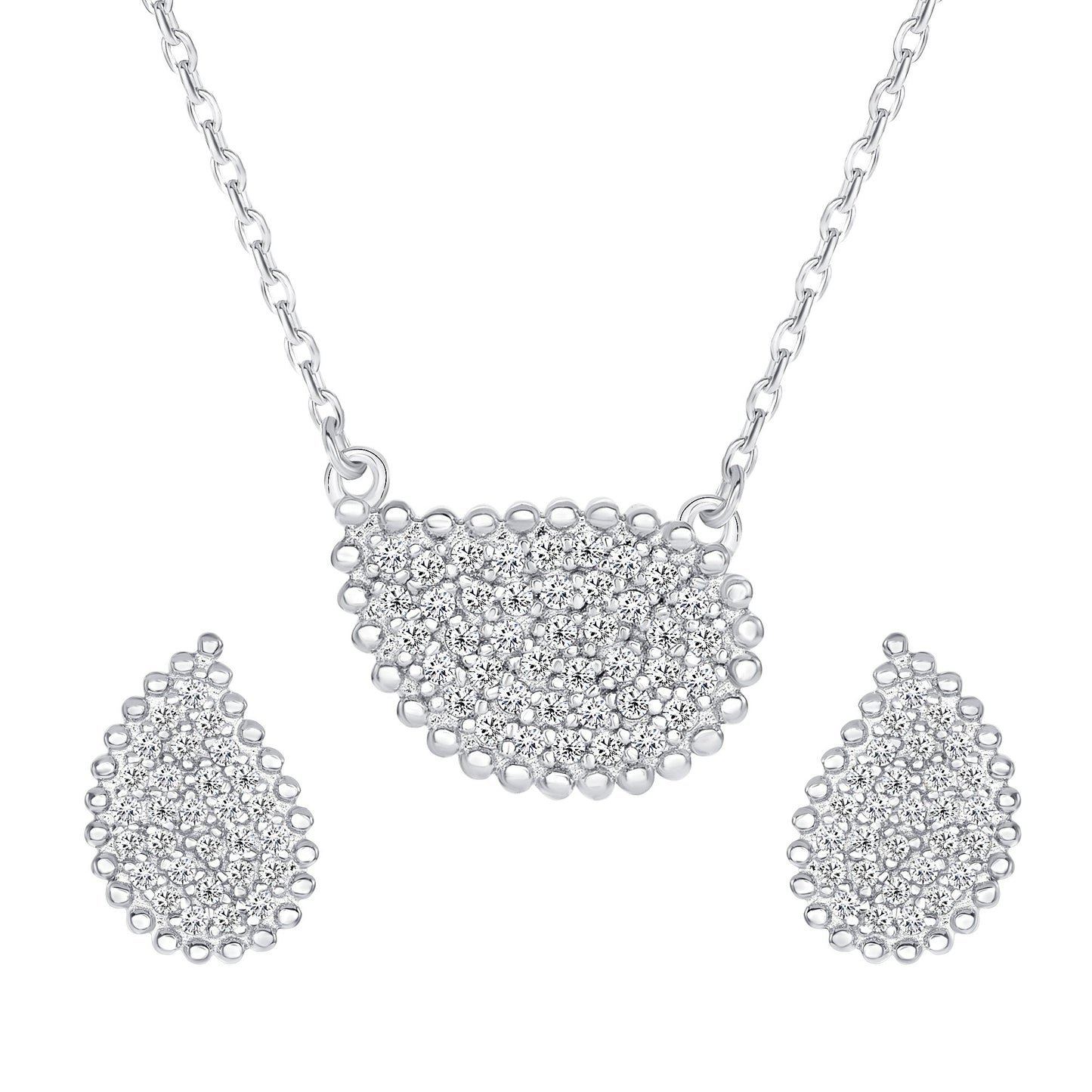 Sterling Silver Tear Micro Pave Set