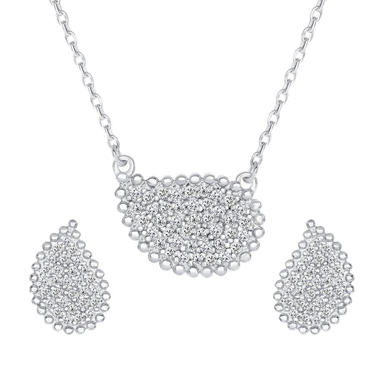Sterling Silver Tear Micro Pave Set