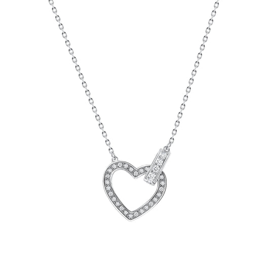 Silver 925 Rhodium Plated Micro Pave  Cubic Zirconia Heart. DGN1151