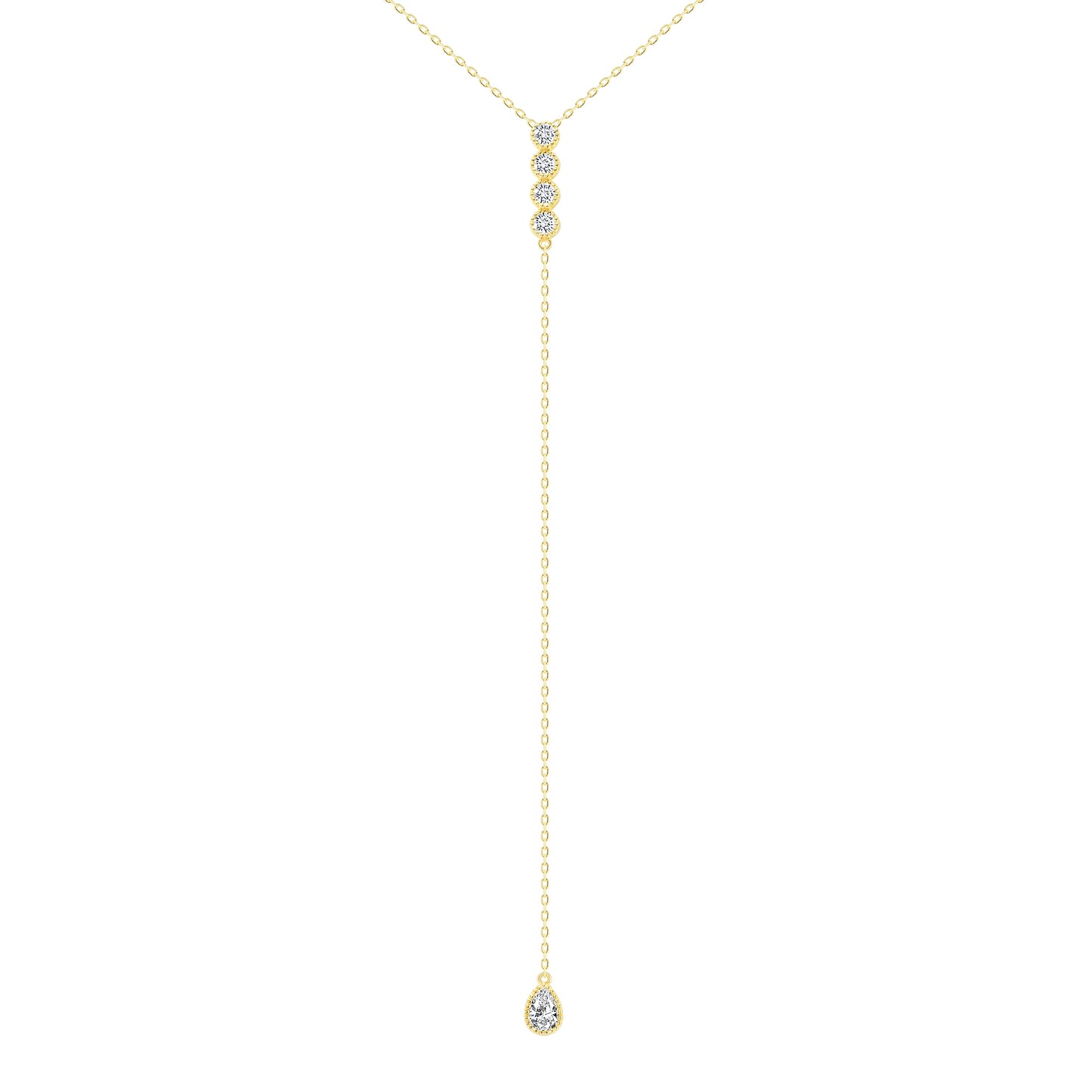 Silver 925 Gold Plated Drop Cubic Zirconia Necklace. DGN1205G