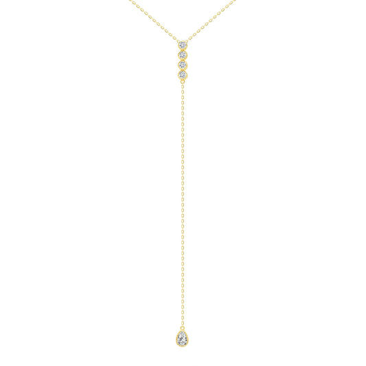 Silver 925 Gold Plated Drop Cubic Zirconia Necklace. DGN1205G