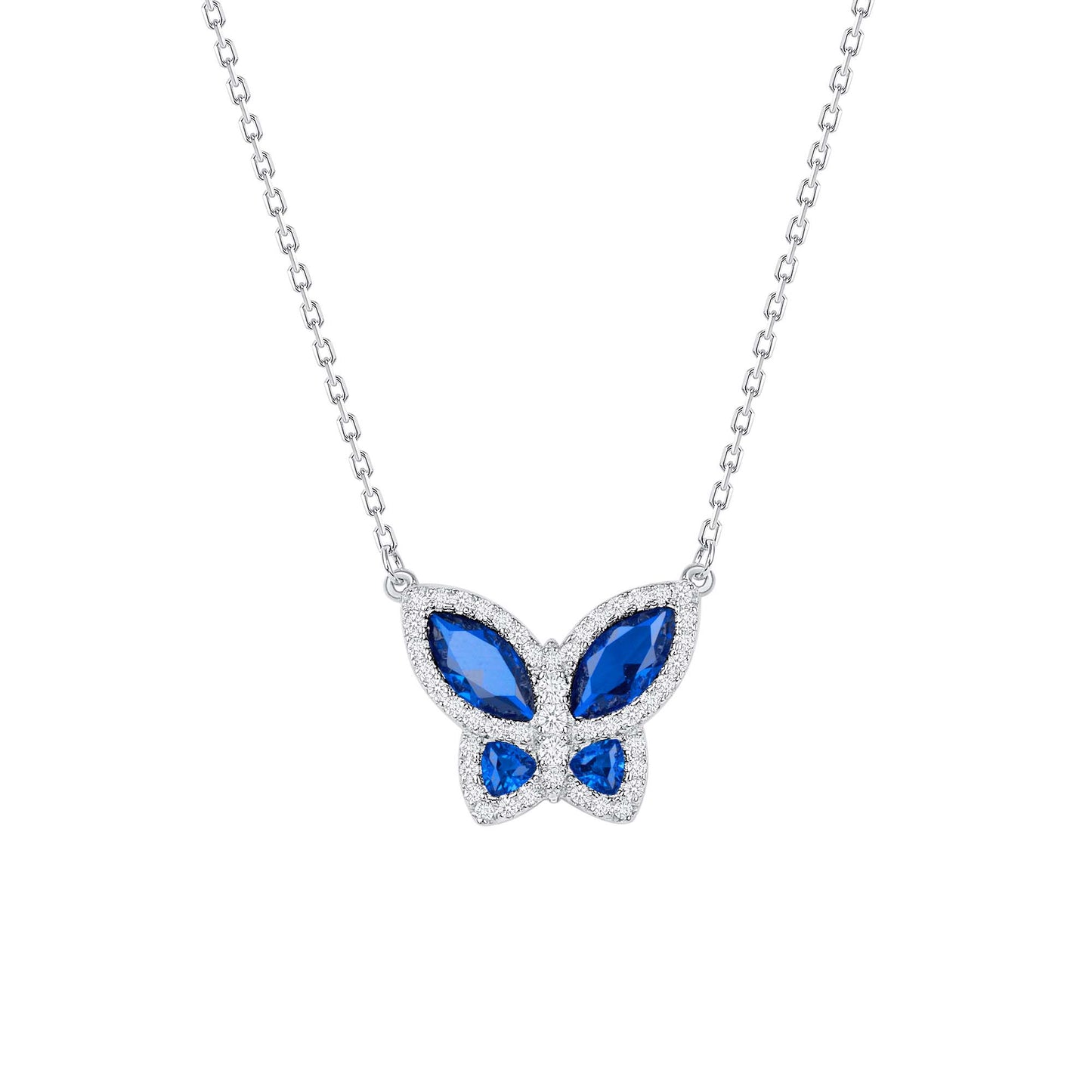 Silver 925 Blue Butterfly Cubic Zirconia Necklace. DGN1251BLU