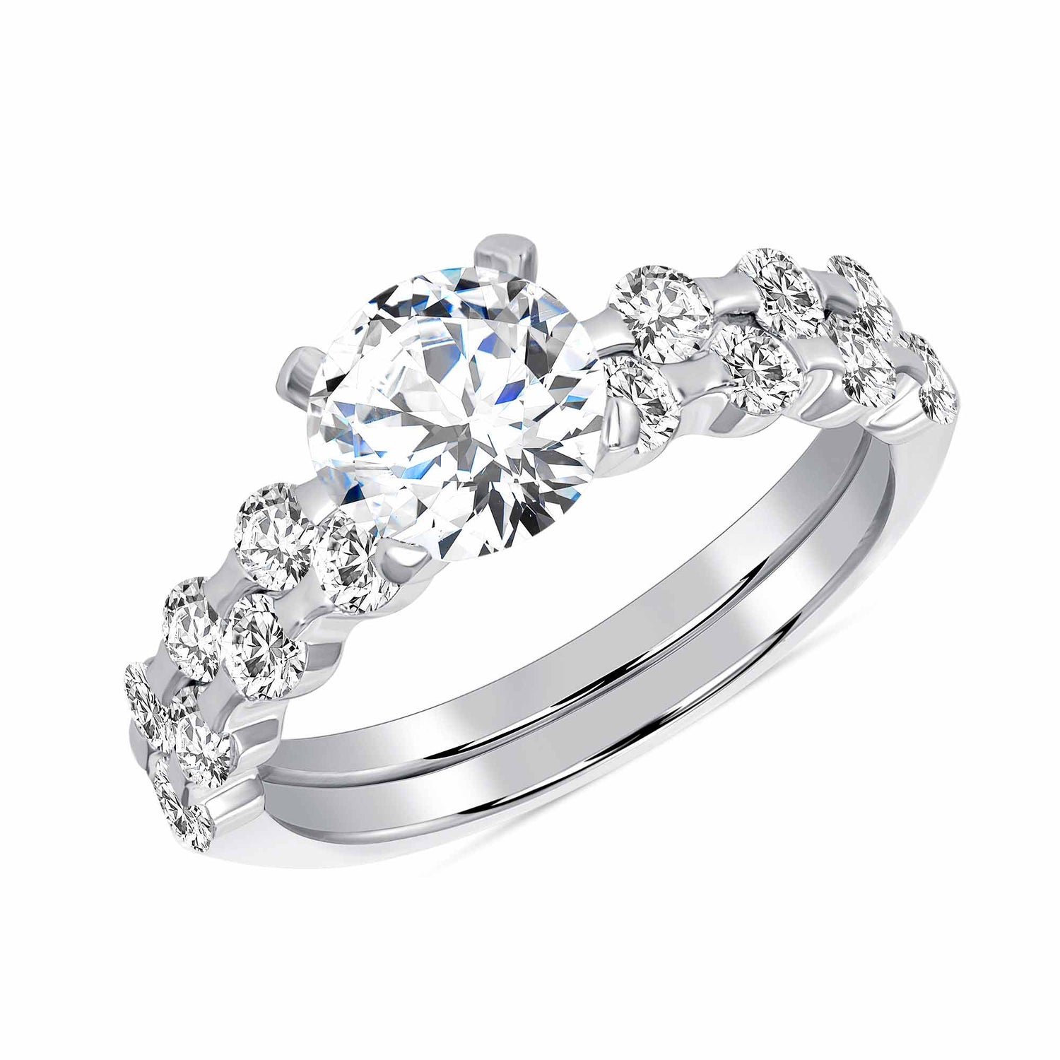 Sterling Silver 2 Piece Wedding Ring