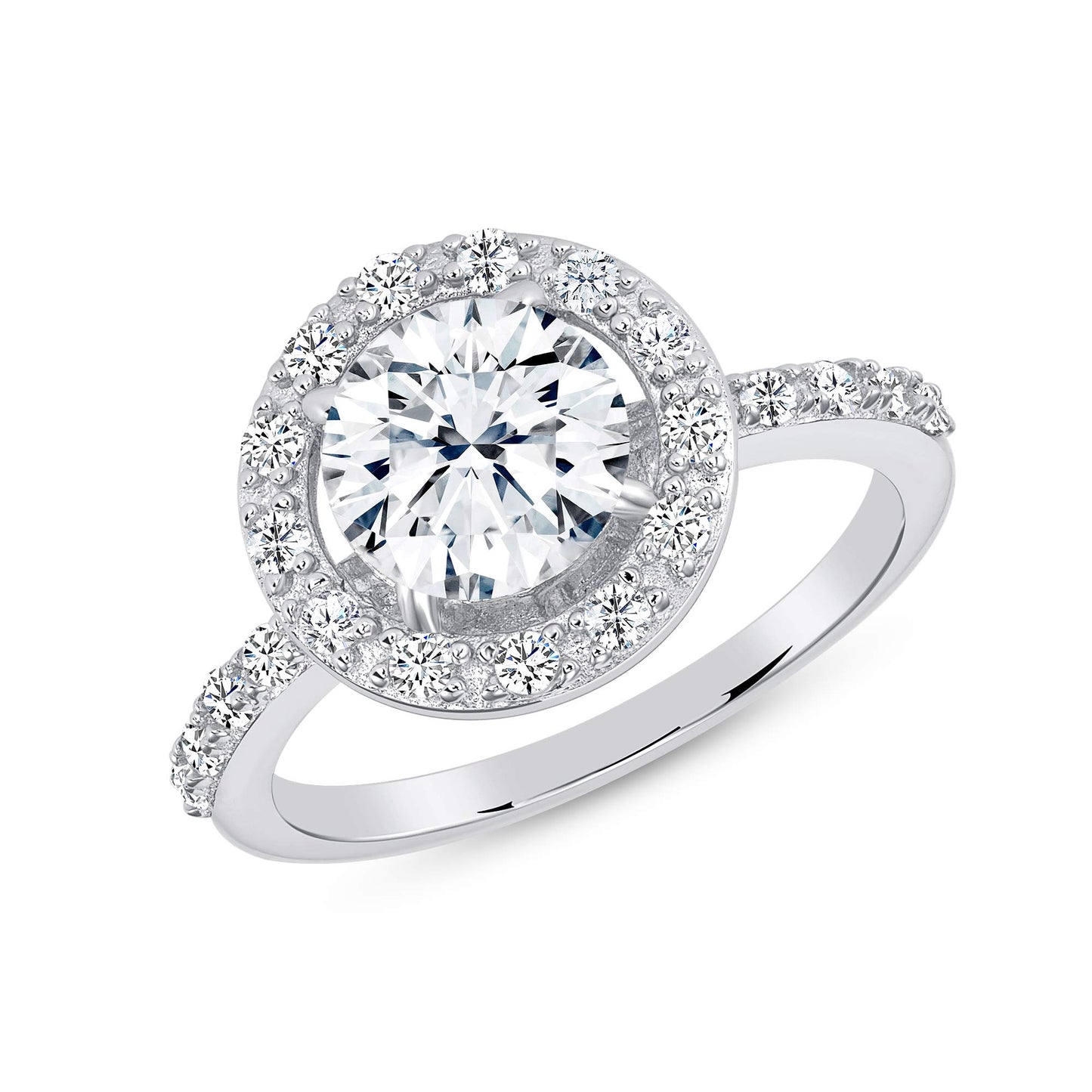 Sterling Silver Halo Style Cz Ring