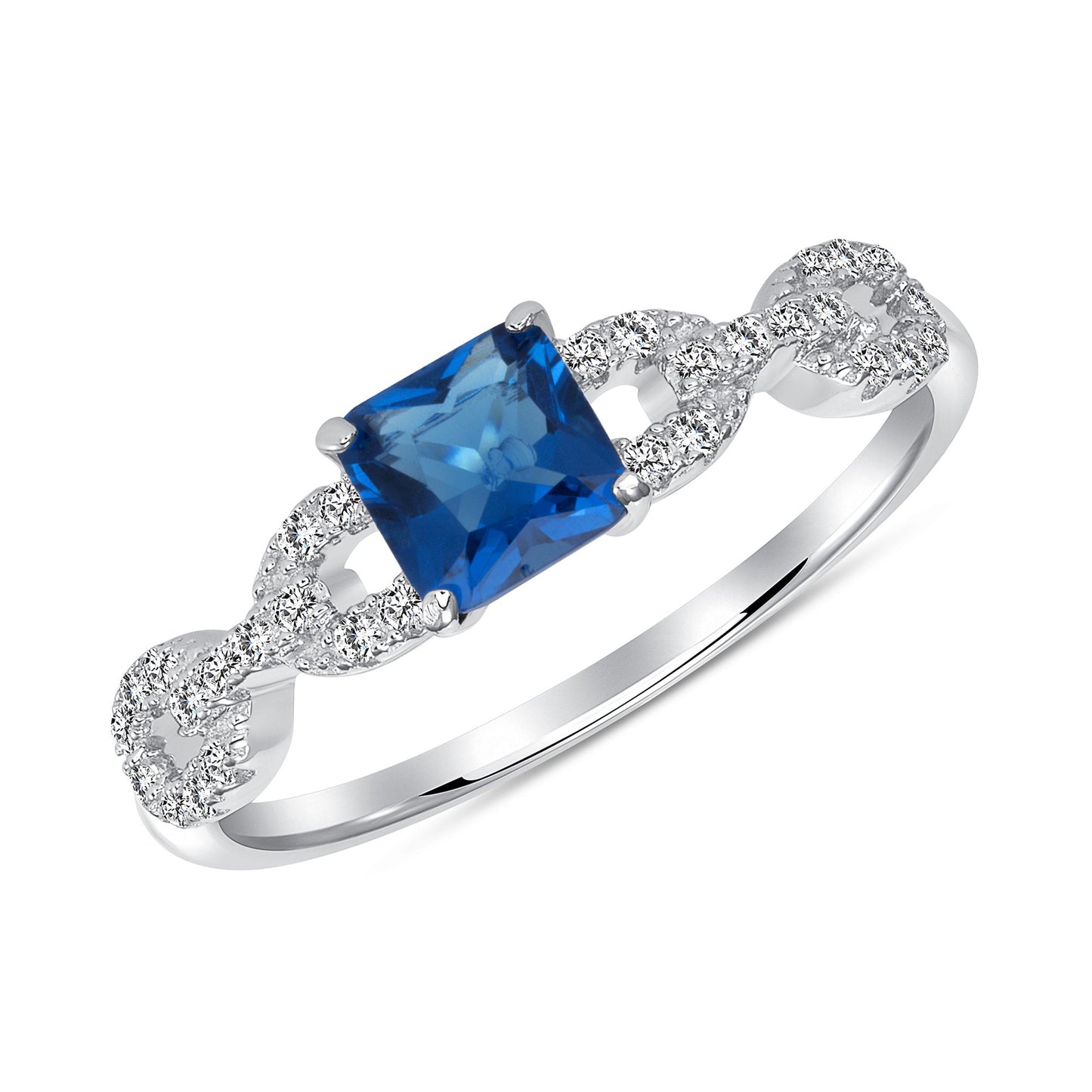 DGR1672BLU. Silver 925 Sapphire Solitaire Ring
