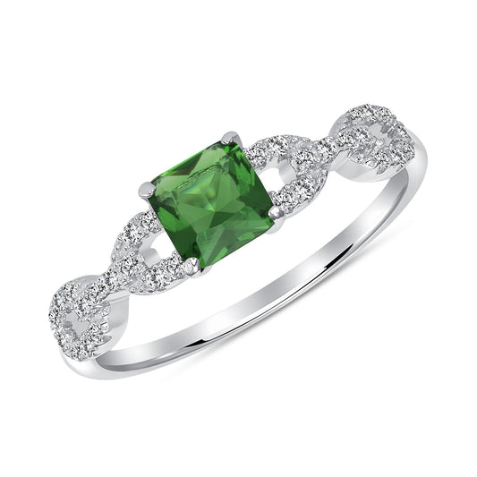 DGR1672GRN. Silver 925 Emerald Solitaire Ring
