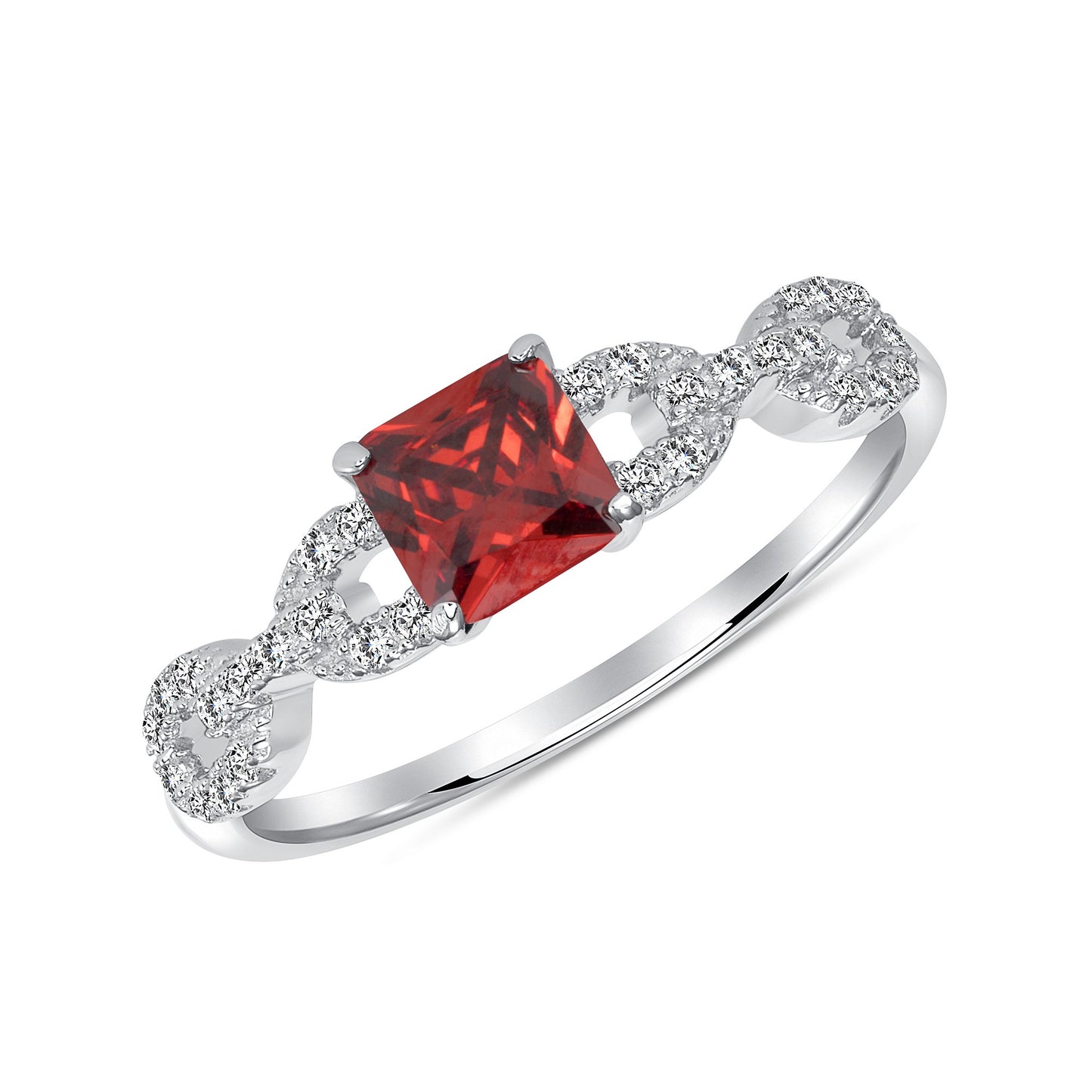 DGR1672RED. Silver 925 Garnet Solitaire Ring